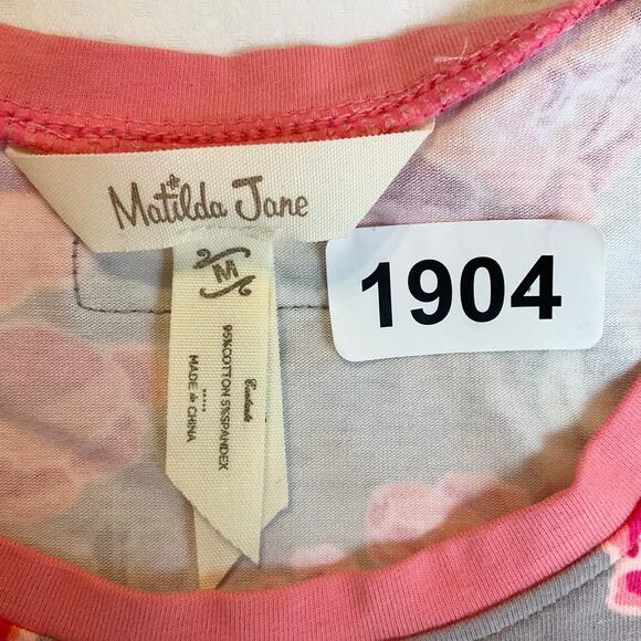 Matilda Jane Women Dress size M Floral Pink & Gray 3/4 Sleeve Knee Length A-line - Picture 7 of 9